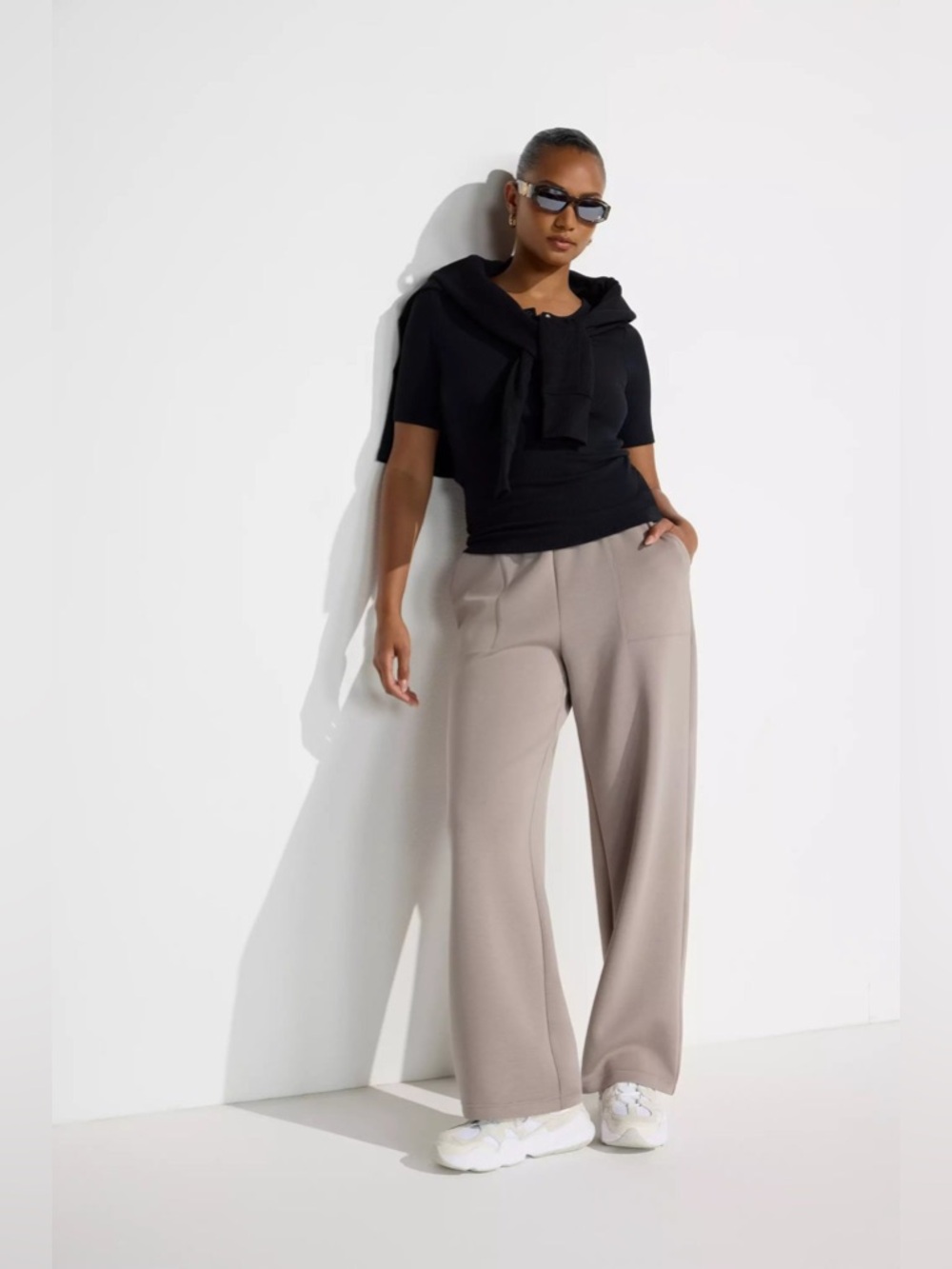 Mondetta The Soft Lux Wide Leg Pant in light brown